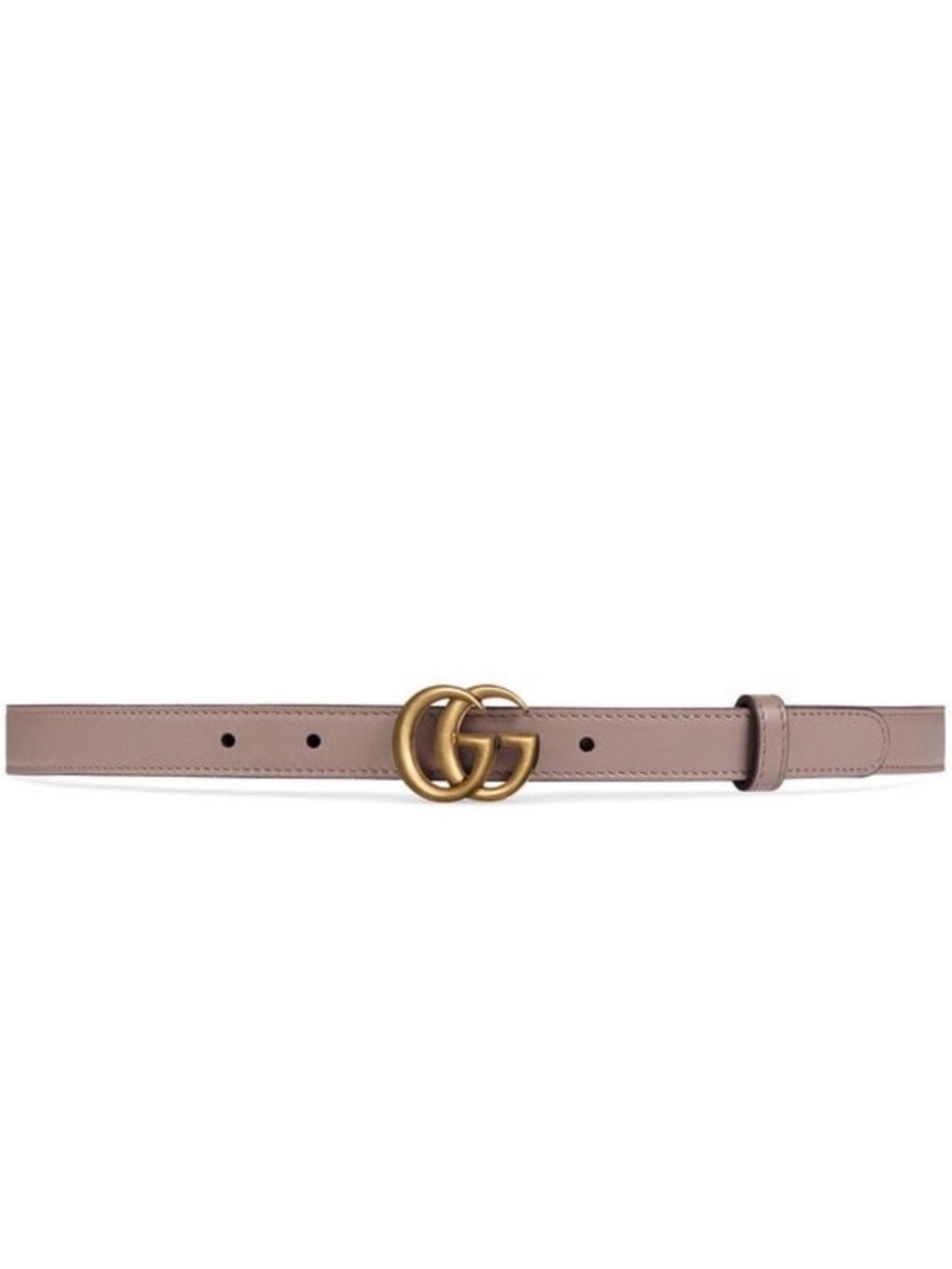 Gucci Double G Buckle Leather Belt in Taupe